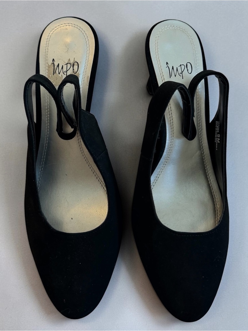 Impo Veronia Black Slingback Pumps Size 9M 3” Heel Classic Career Dress Shoes - Picture 2 of 8